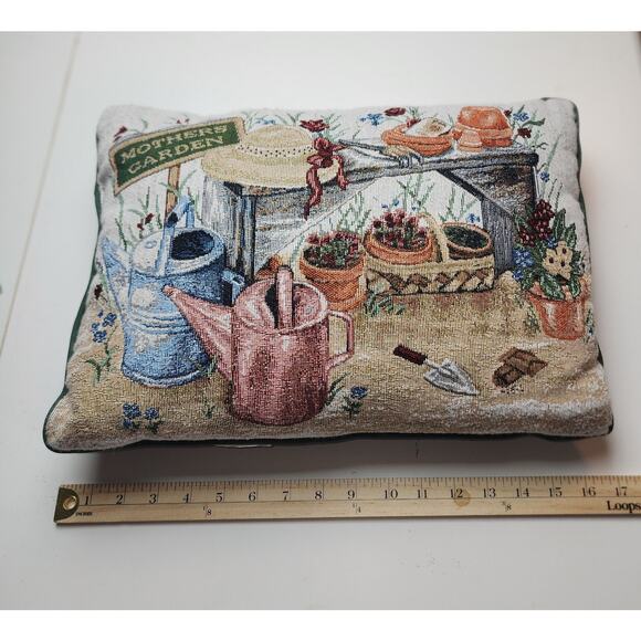 Mother's Garden Throw Tapestry Pillow cottage core country prairie 17x12 - Picture 2 of 4